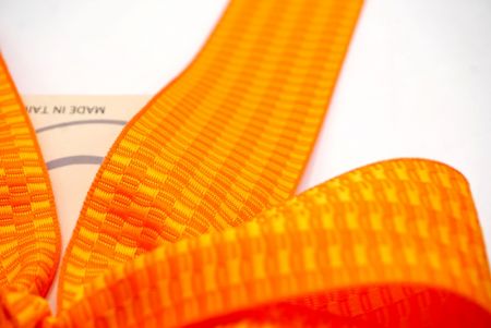 Lazo de cinta con nudo de diseño de cuadros naranjas únicos de 6 bucles_BW638-K1750-361